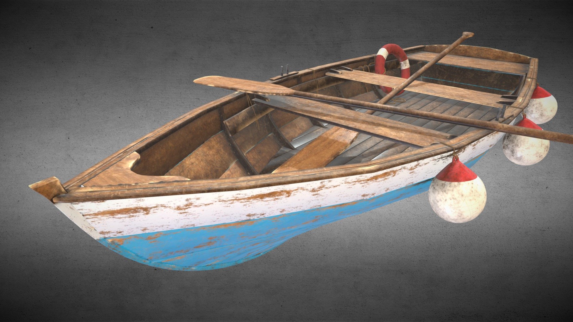 Wooden fishing boat 3d model