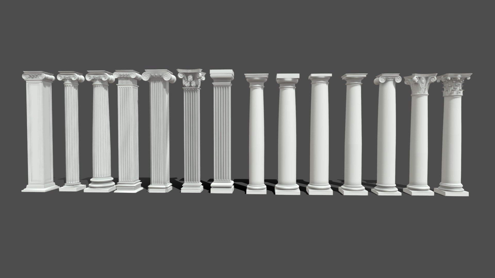 A collection of various Roman columns 3d model