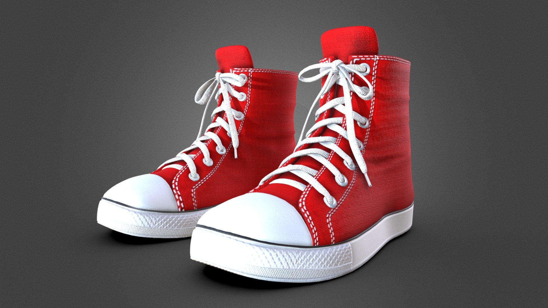 High Ankle Converse Style Sneakers 3d model