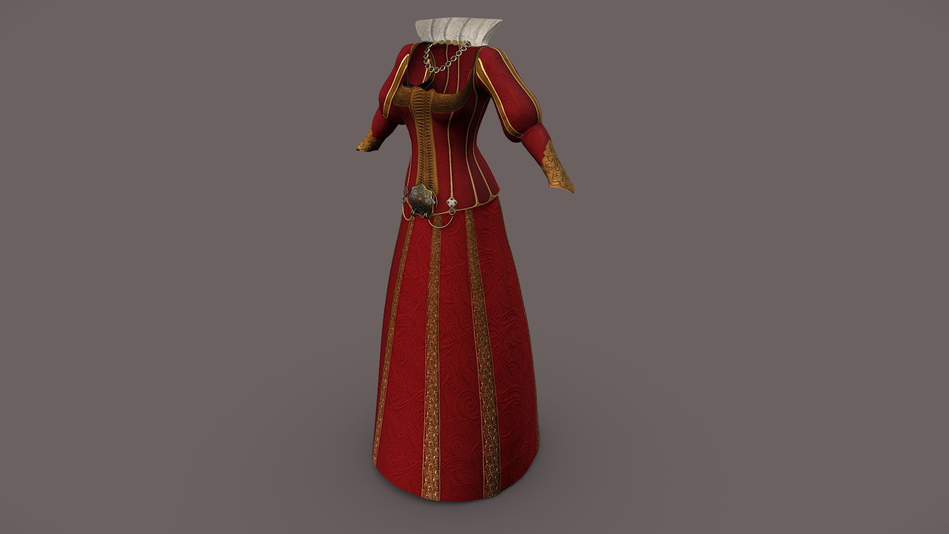 Female Crimson Royal Medieval Fantasy Outfit 3d model