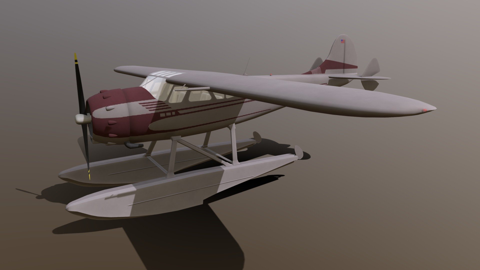 Cessna 195 Businessliner floats version 3d model