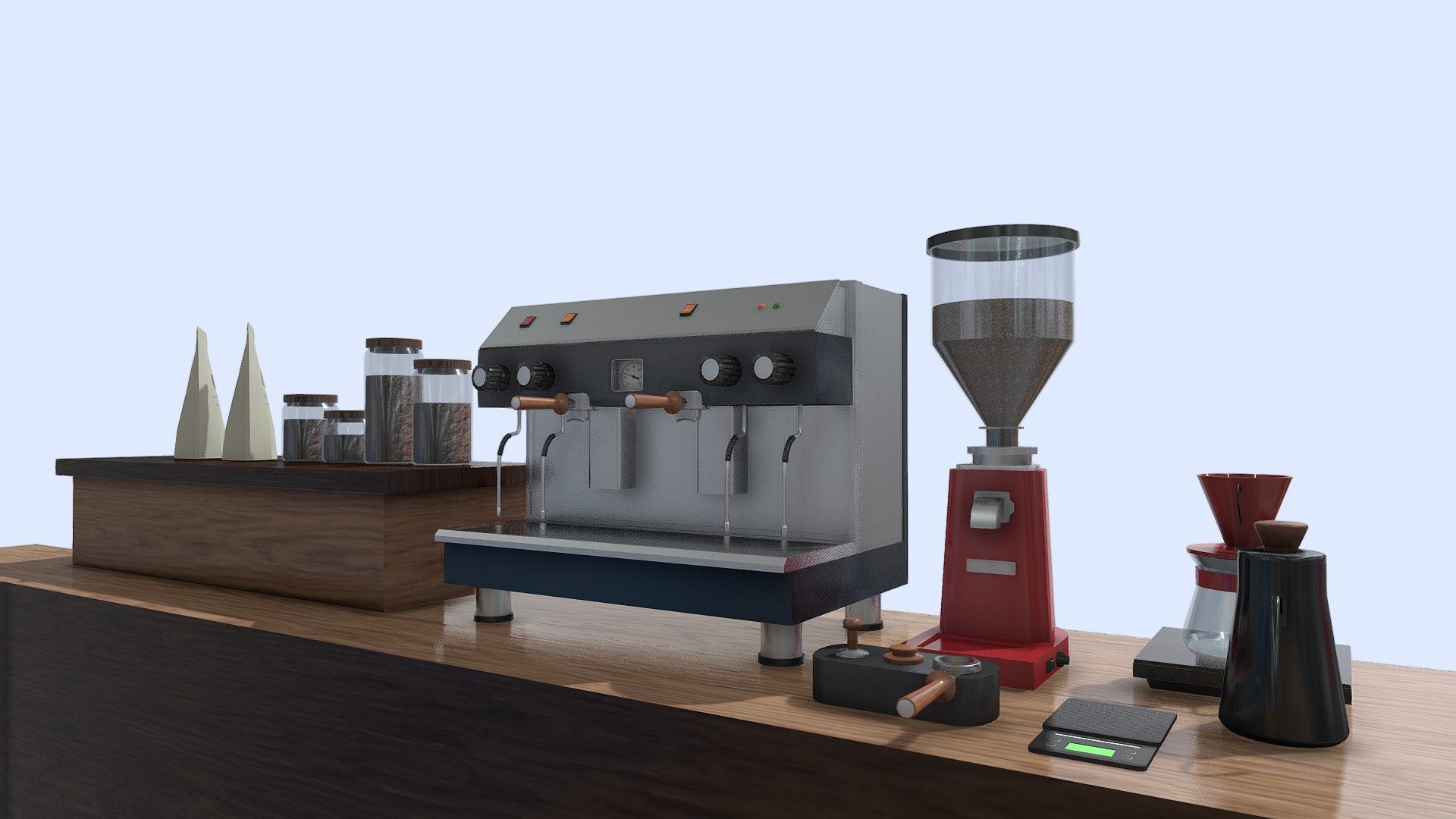 Barista Bar Espresso Machine set 3d model