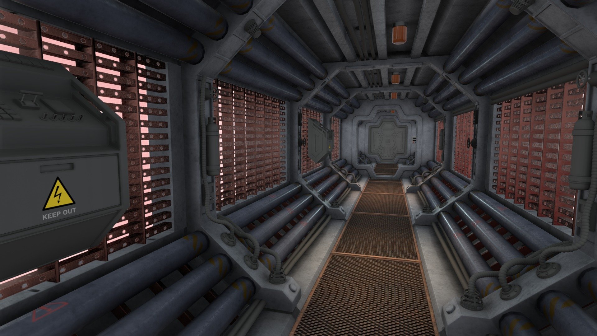 Spaceship Hallway 3d model