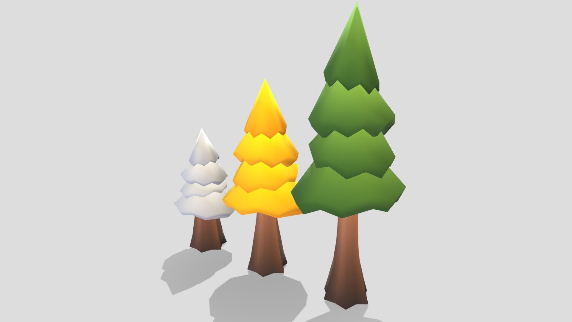 Toon Low Poly Game-Ready Pine Trees 3d model