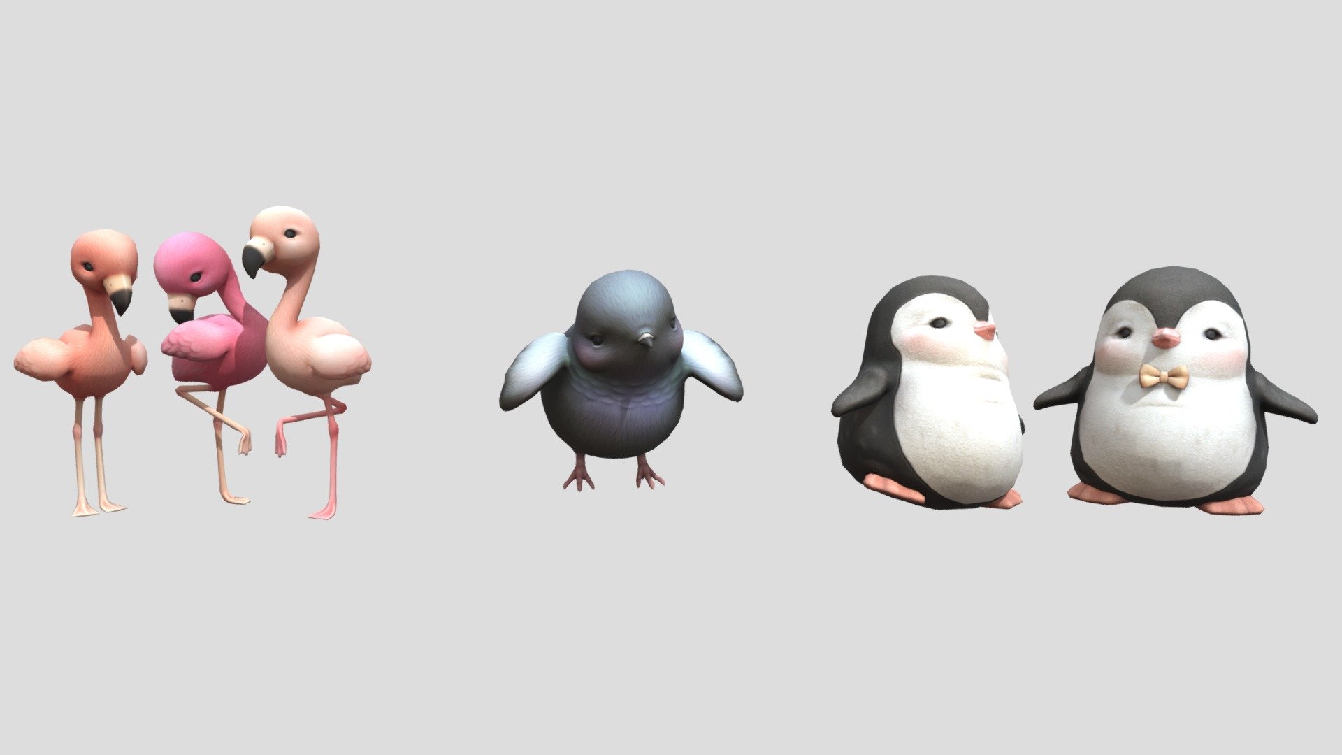 cute birds 3d model