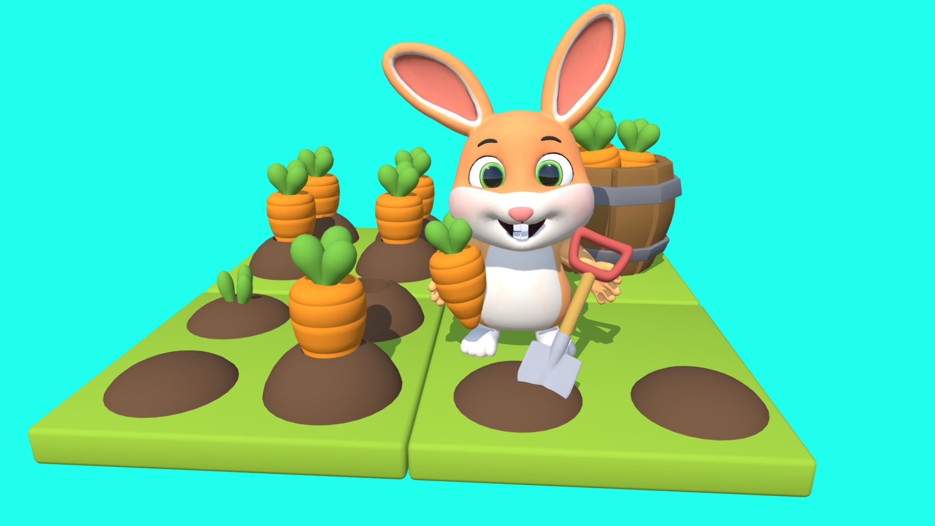 Cute Cartoon Style Rabbit  (Rigged) 3d model