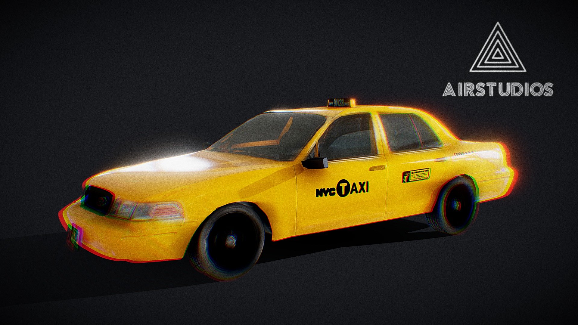 New York Taxi Yellow Cab 3d model