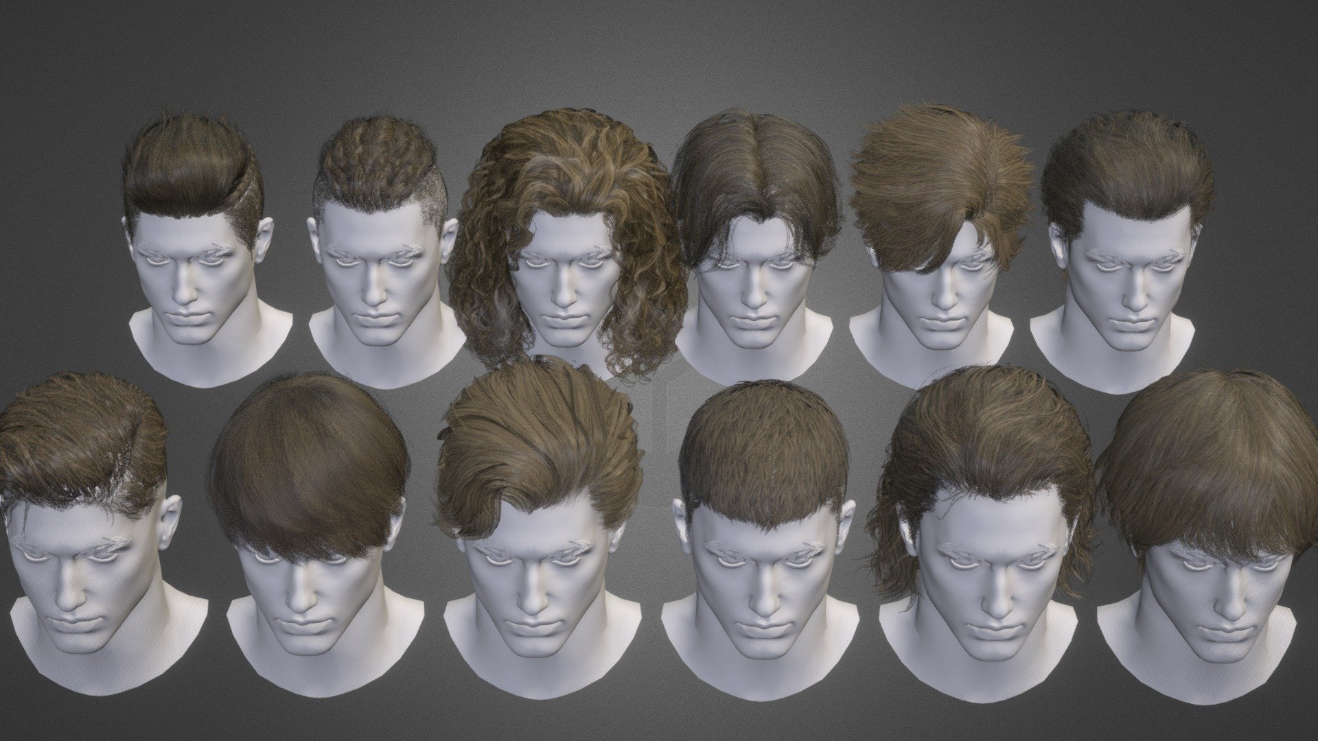 12 Real-time men Hairstyles collection 06 3d model