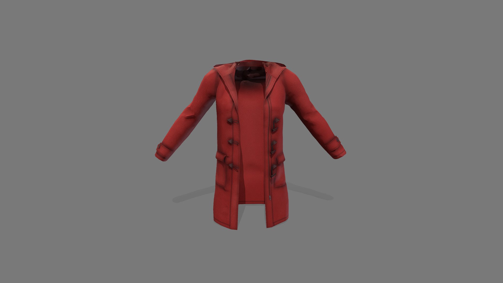 Female Duffle Coat 3d model