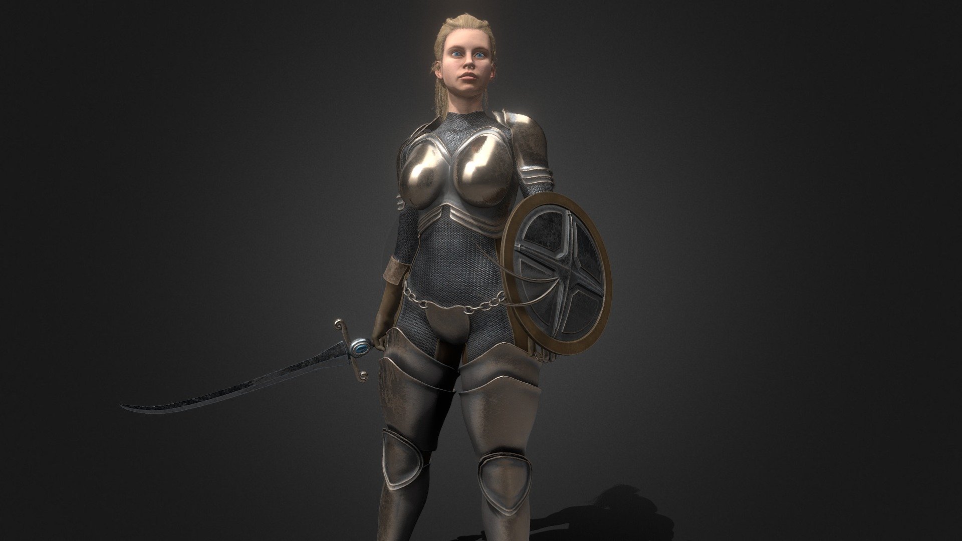 PBR Female Fantasy Hero (Rigged) 3d model