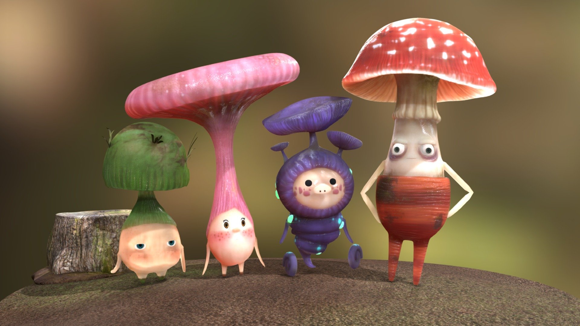 Mushroom Gang 3d model