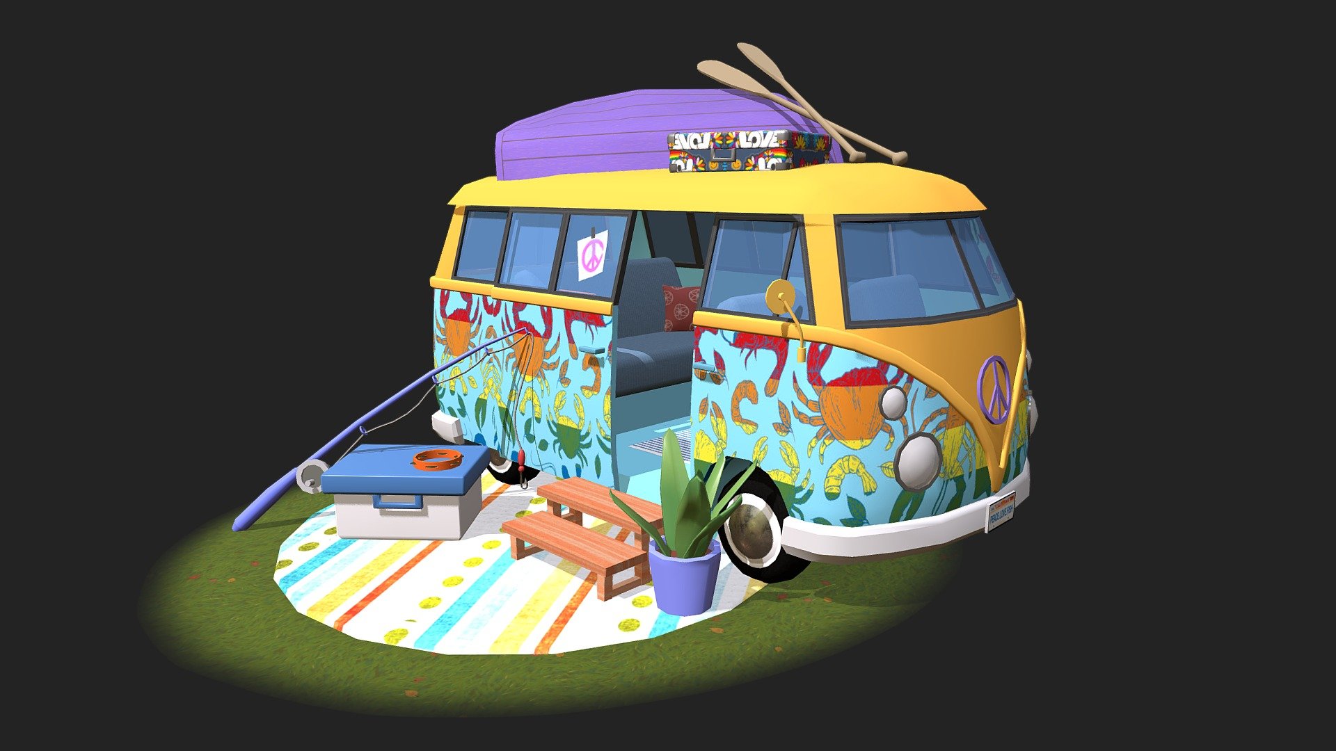 Retro Van 3d model