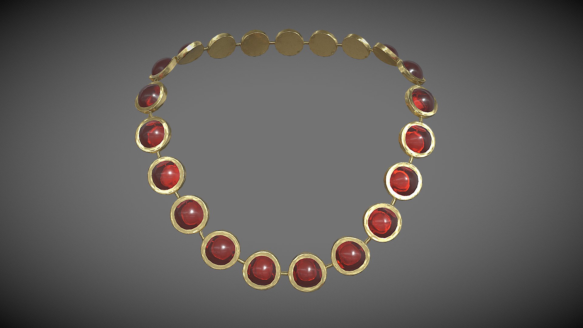 Female Medieval Gold Necklace 3d model