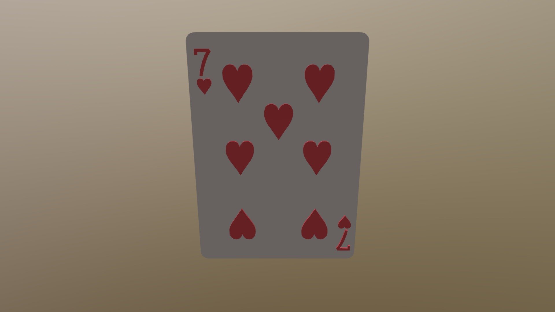 Seven of Hearts Poker Card 3d model