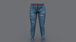 Female Casual Ripped Denim Pants