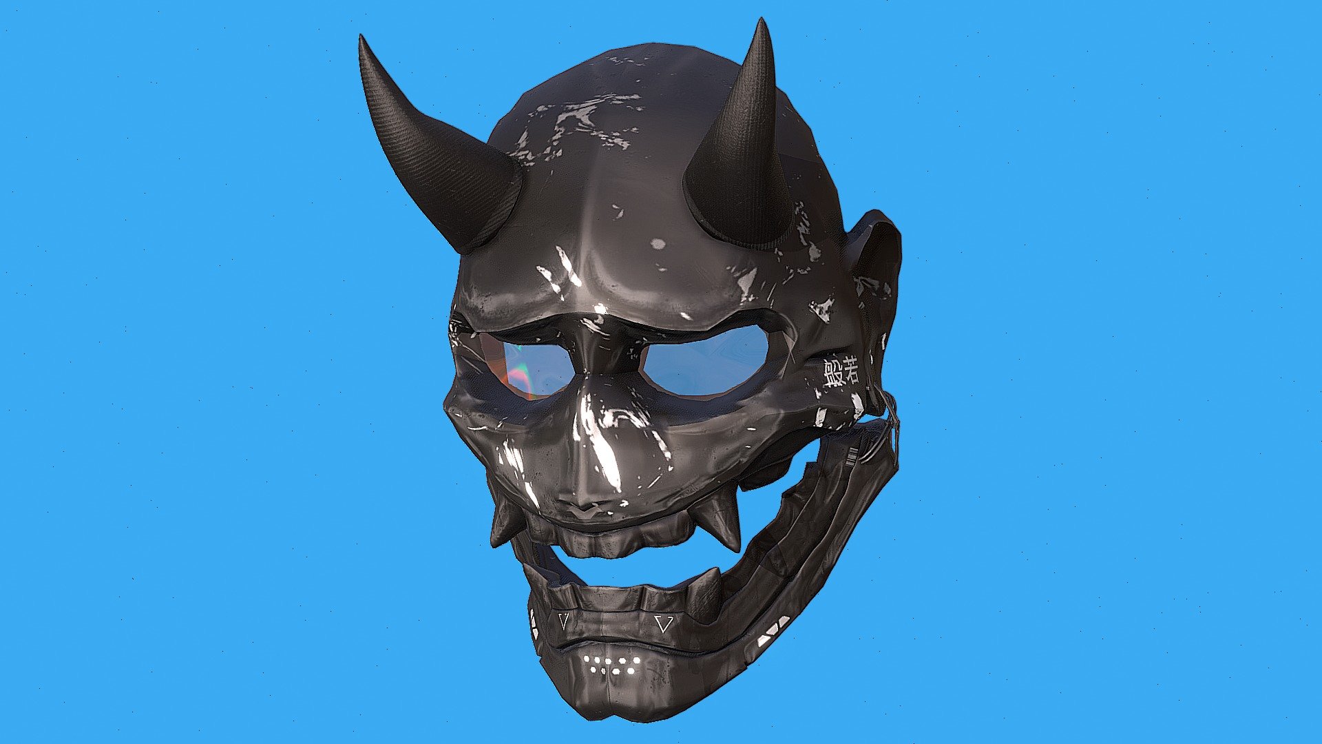 Cyberpunk Japanese Hannya Mask  3D Model 3d model