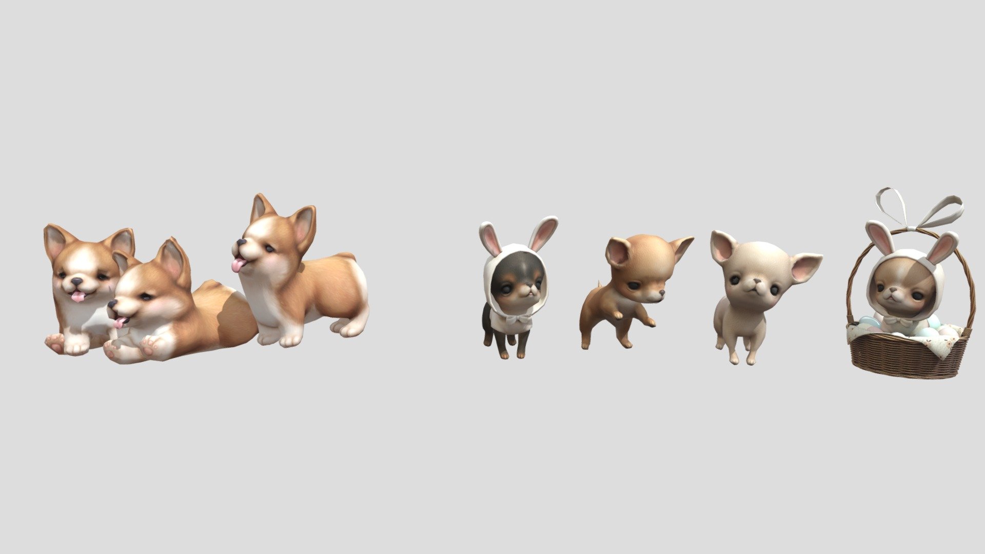 Cute Dogs 3d model