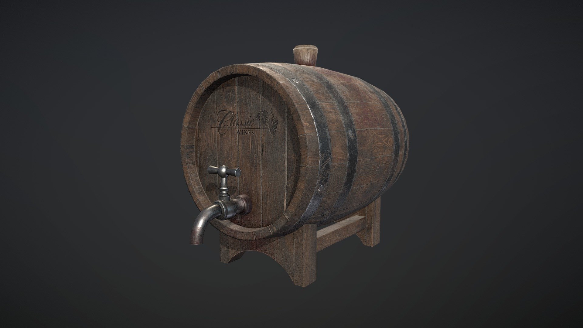 Old Wine Barrel 3d model