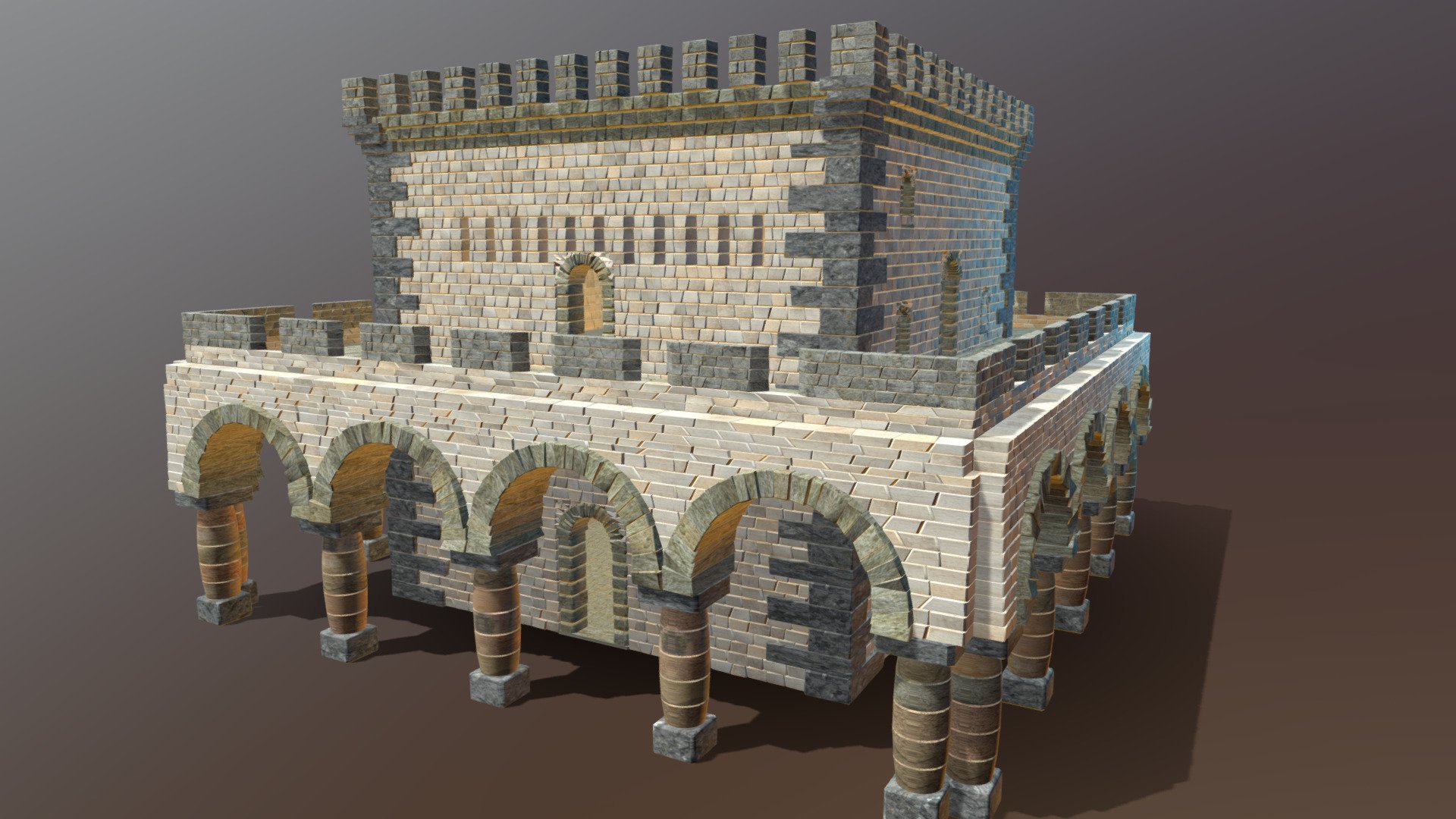 Roman Fort with Colonnade 3d model