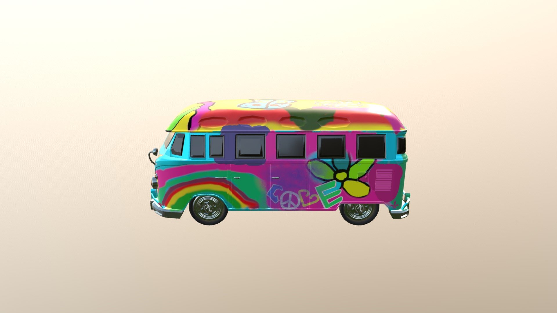 1960s Hippie Camper Van 3d model