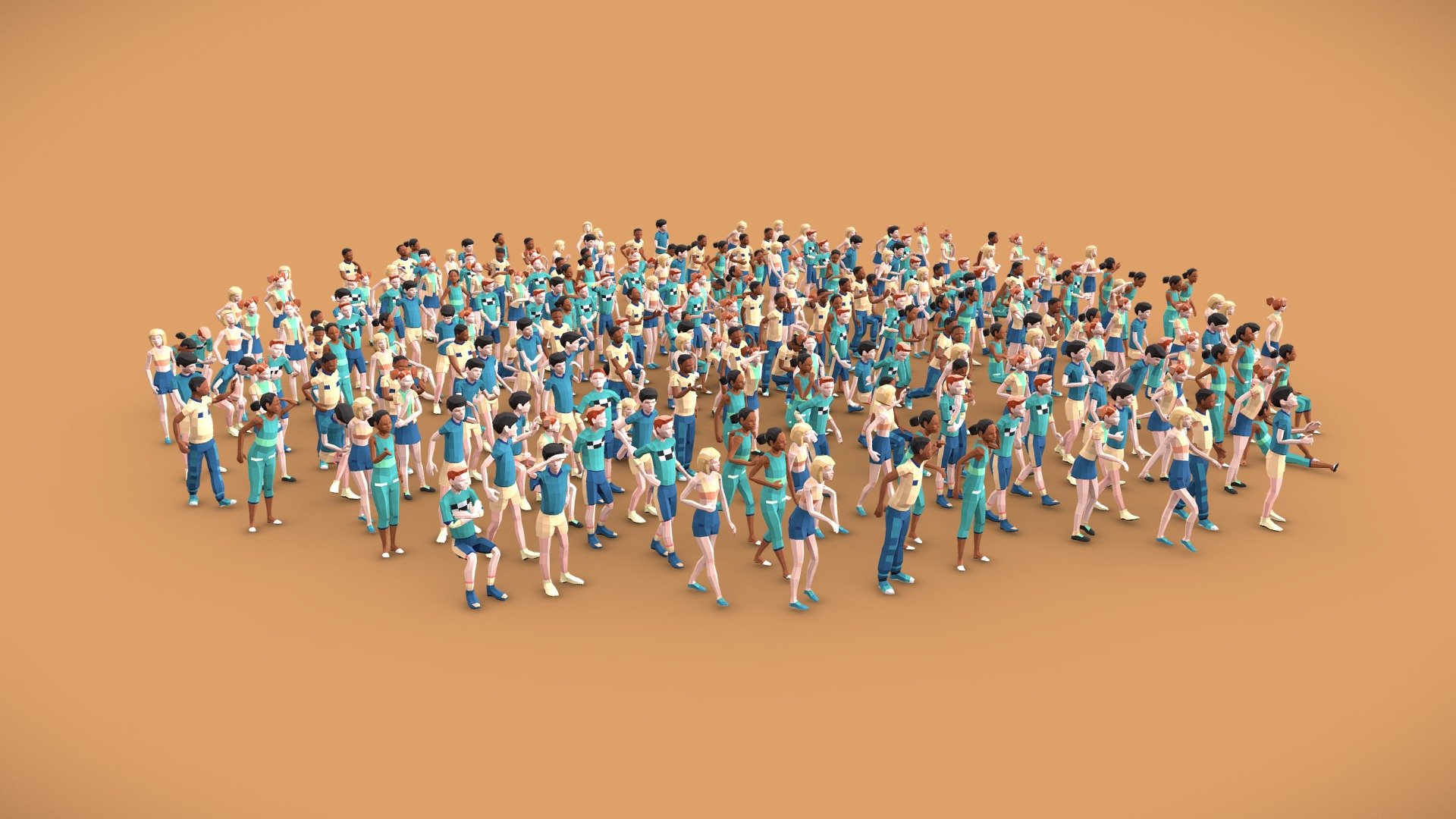 240 Posed Kids 3d model