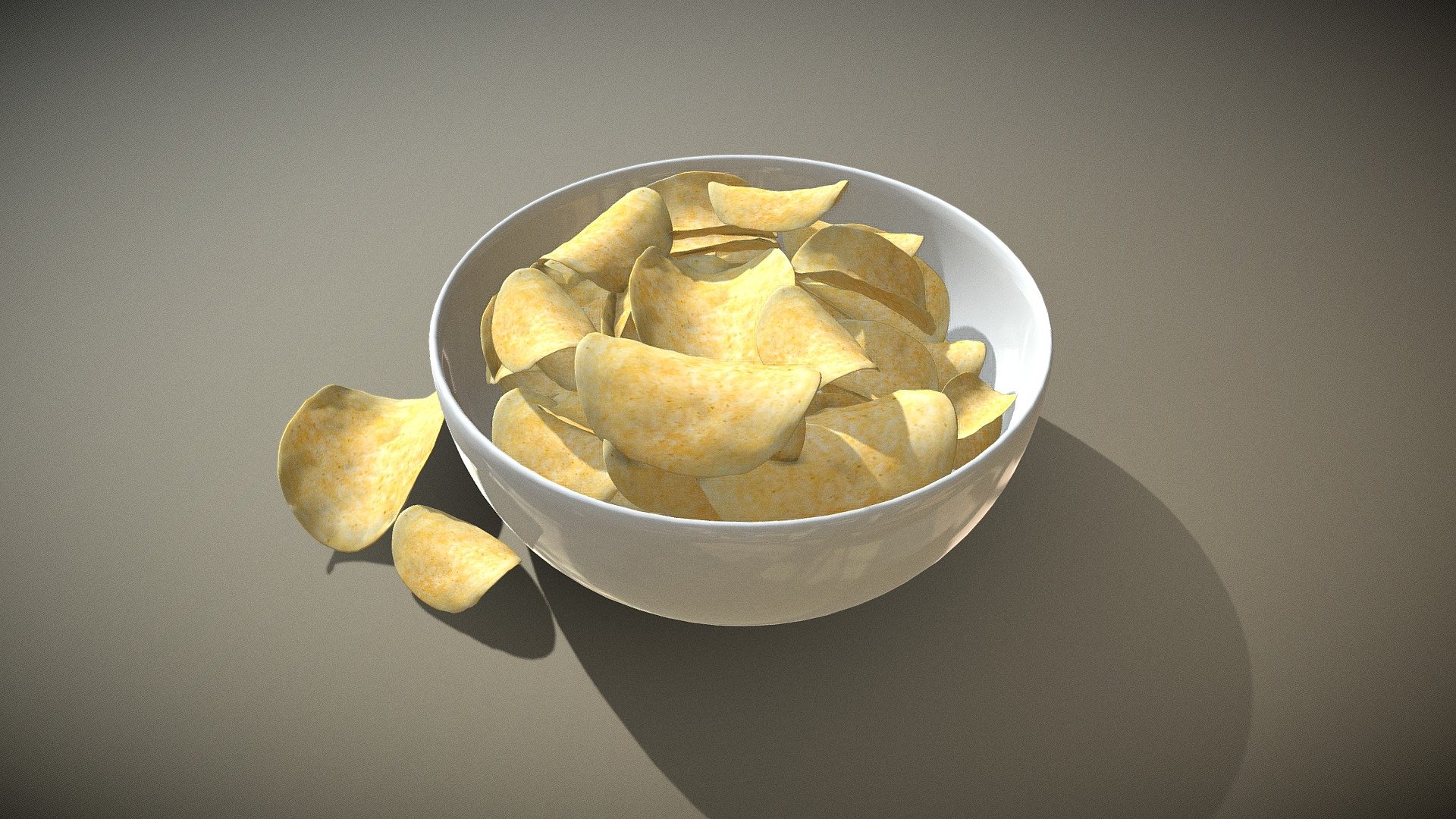 Potato Chips in Bowl 3d model