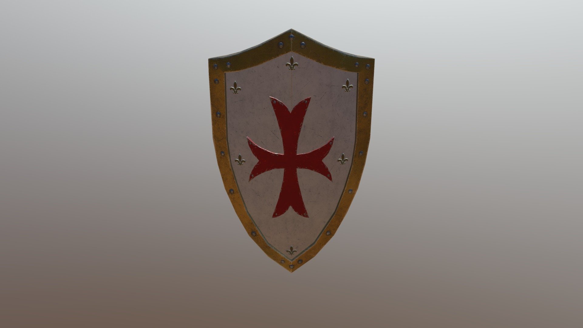 Templar medieval shield 3d model