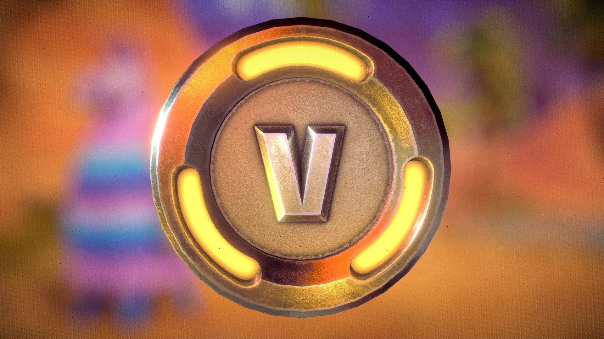 Golden Fortnite v-bucks 3d model