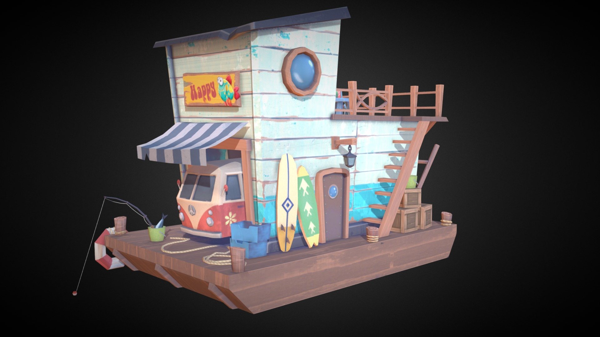 Floating Hippie House 3d model