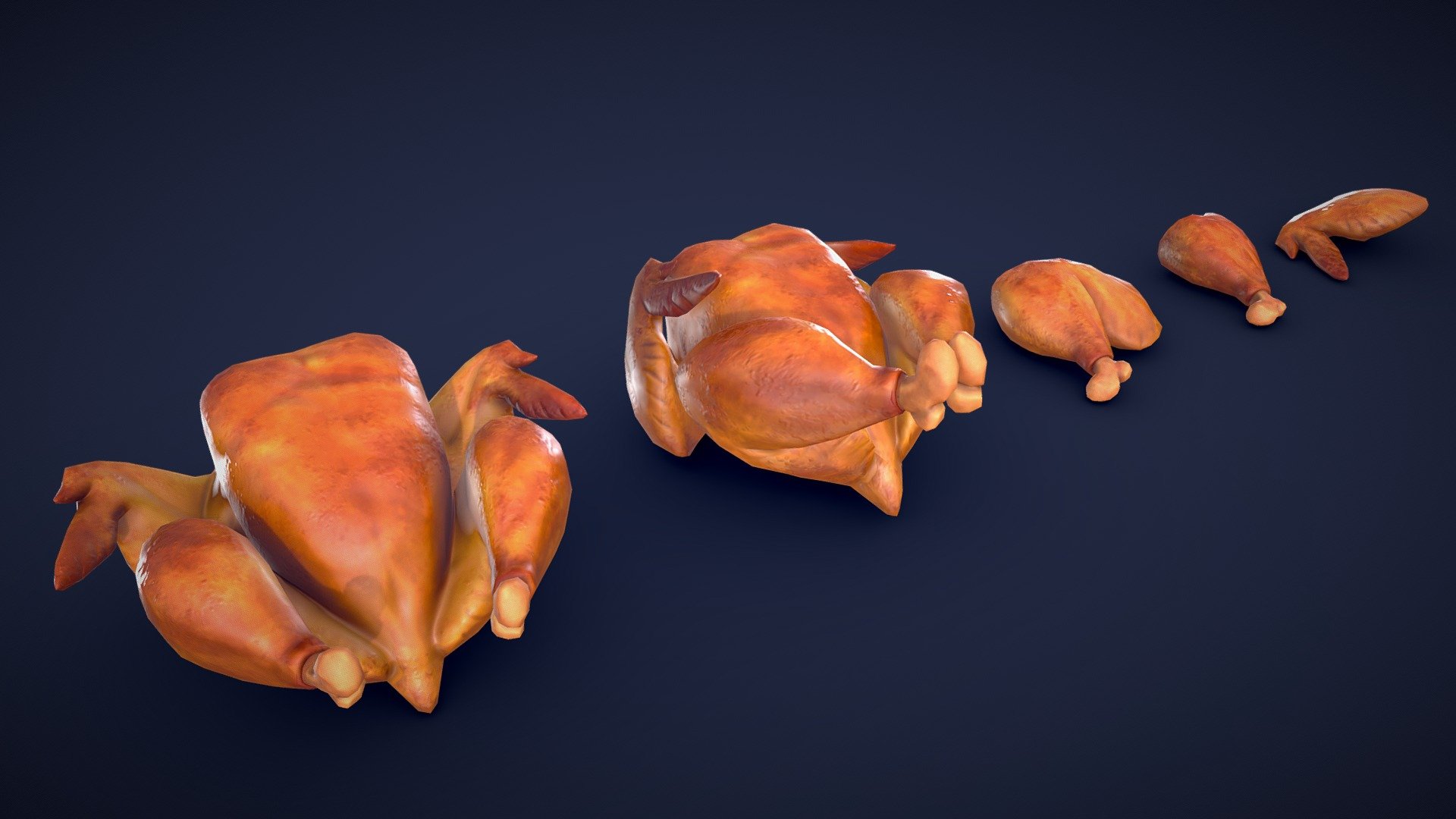 Stylized Chicken Roasted 3d model