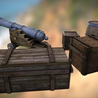 Canon, barrel and crates