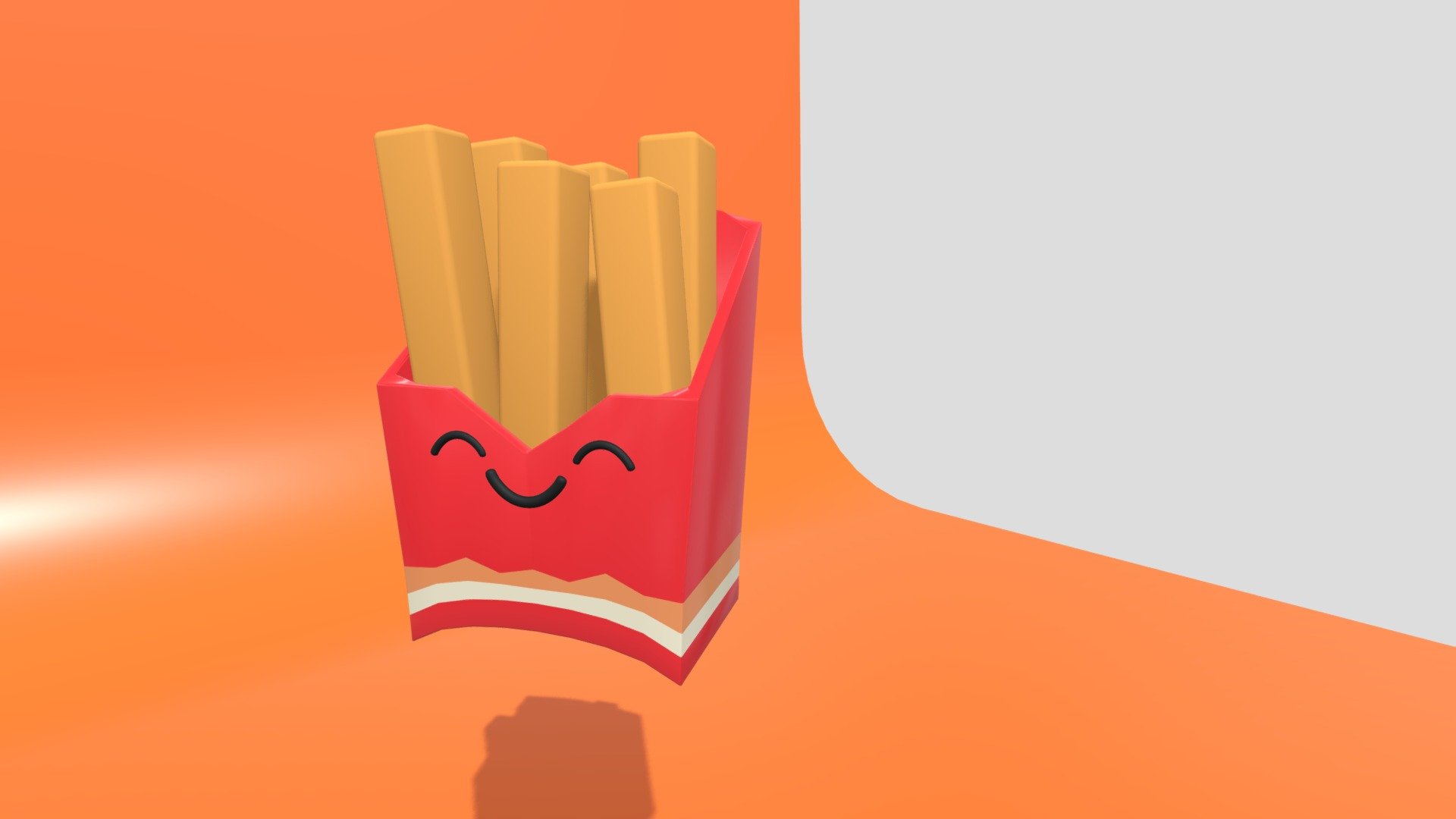 cute french fries 3d model