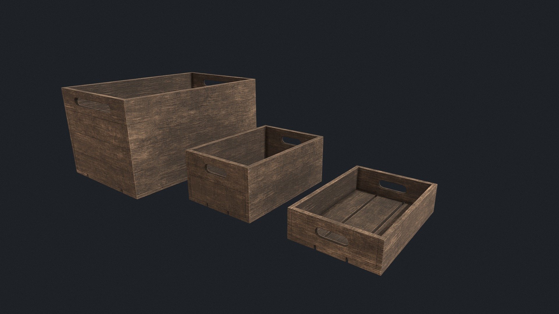 Wooden Crate Set 5 3d model