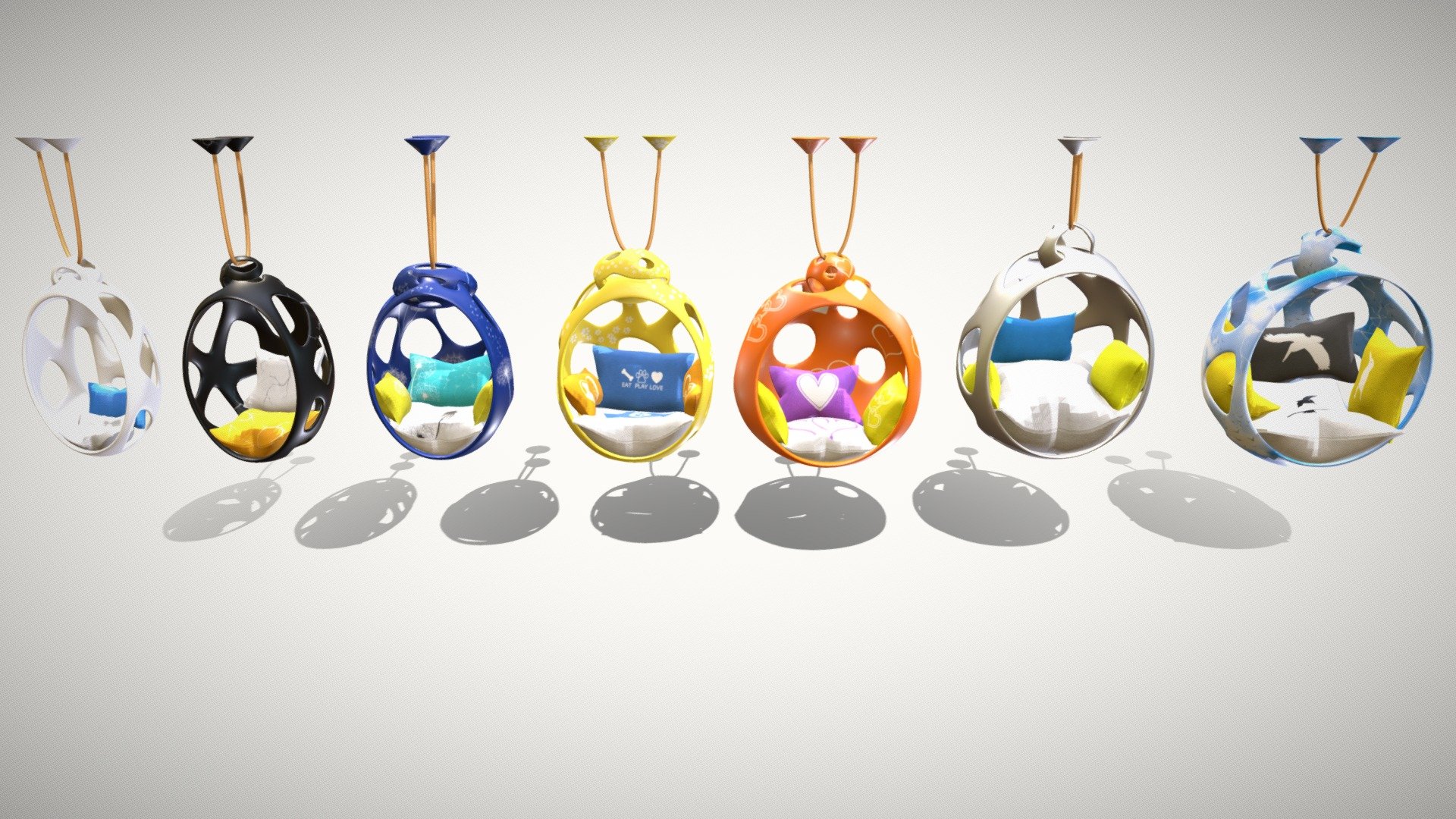 Hanging Chairs Collection 3d model