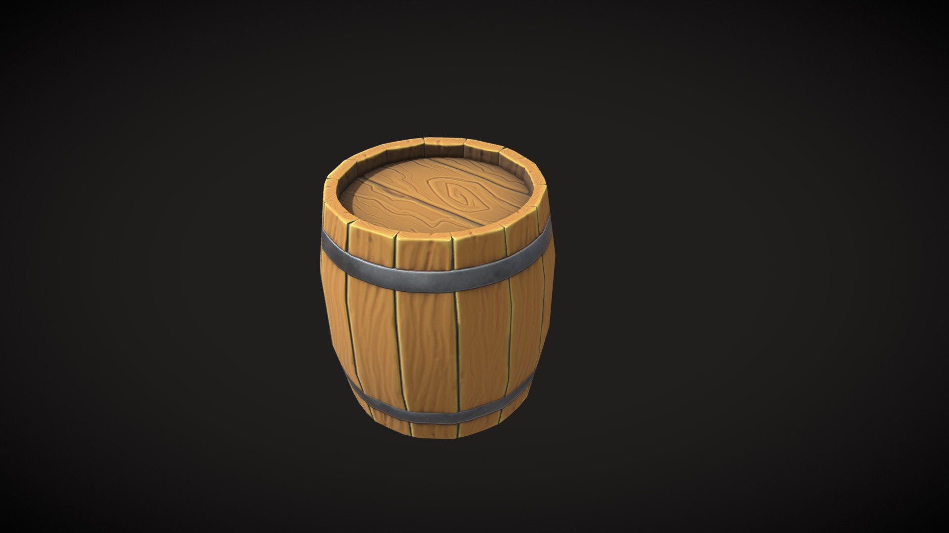 Stylized lowpoly wine barrel 3d model