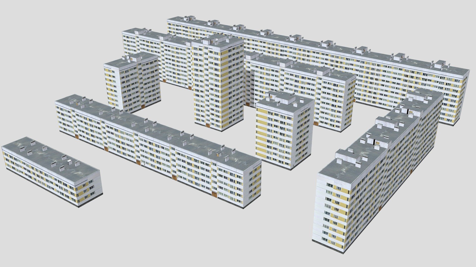 1Lg-600A (lite) USSR panel house from Leningrad 3d model