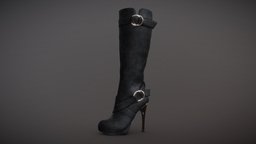 Knee High, High Heels Suede Boots