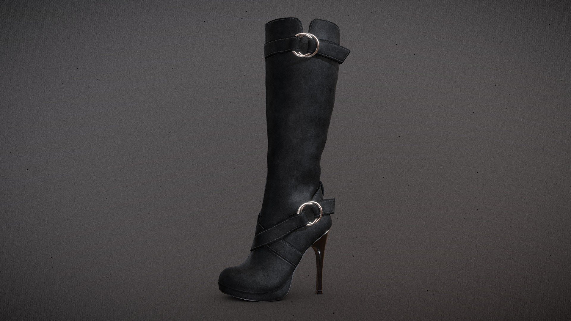 Knee High, High Heels Suede Boots 3d model