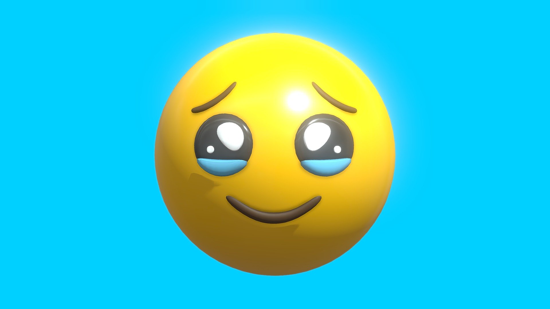 Holding Back Tears Face Emoticon Emoji or Smiley 3d model