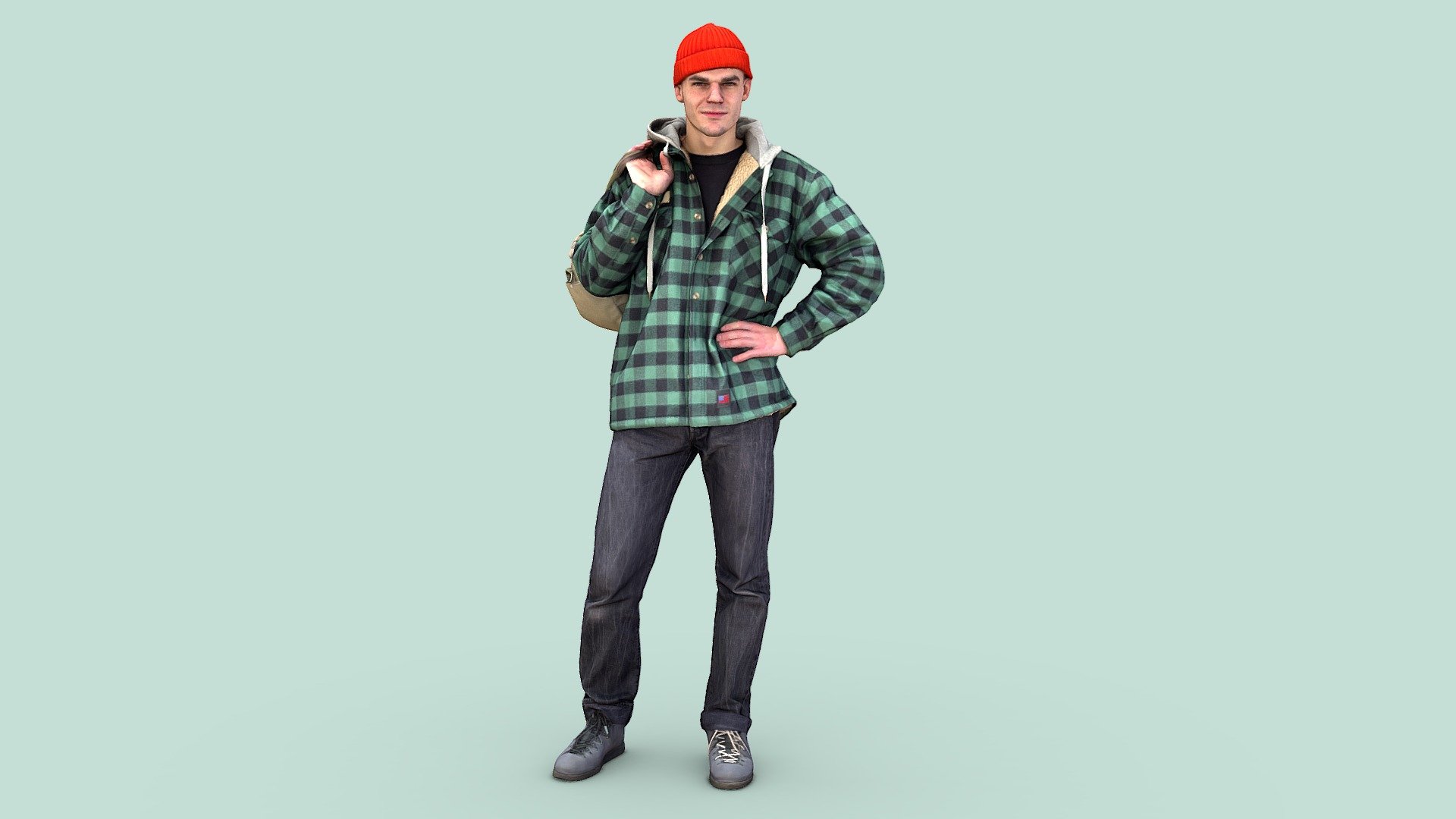 Smirk Guy in an Orange Hat 3d model