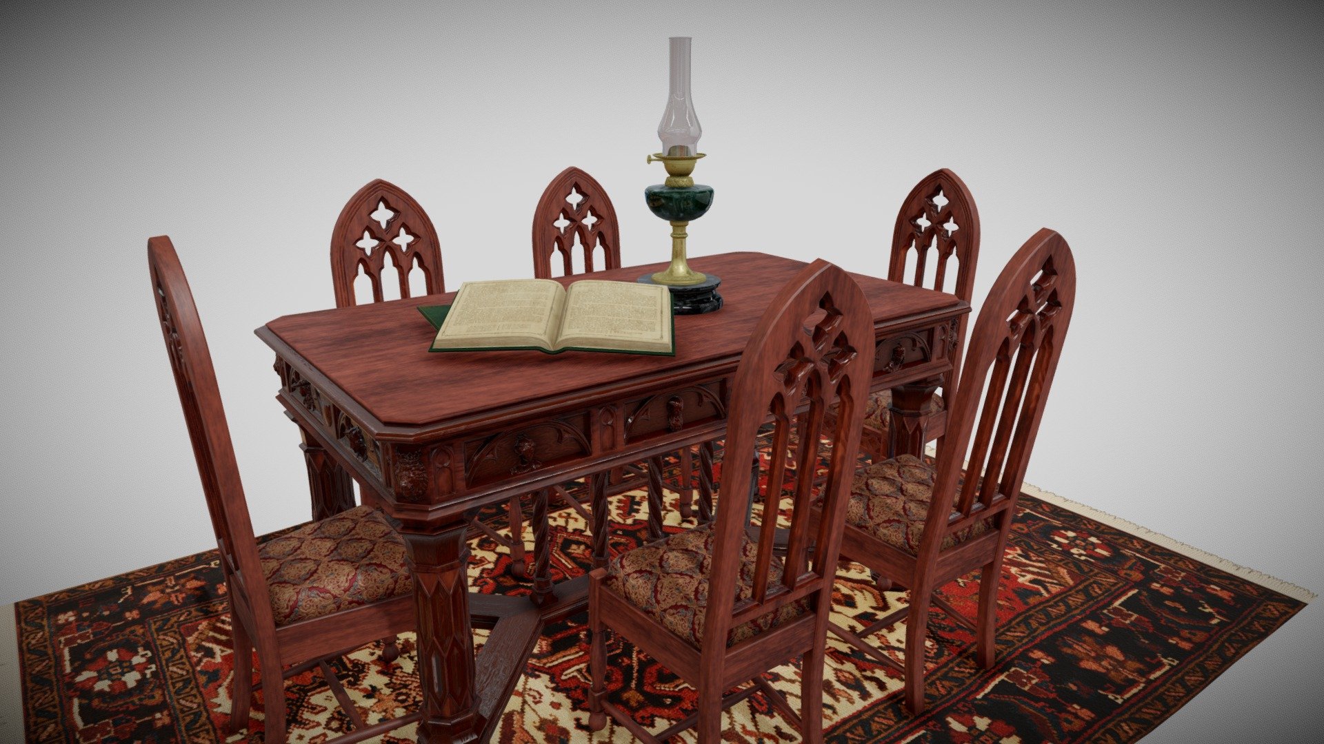 Gothic dining set 3d model