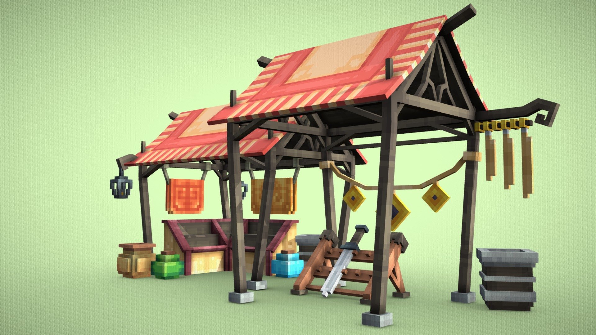 Oriental Market Stall 3d model