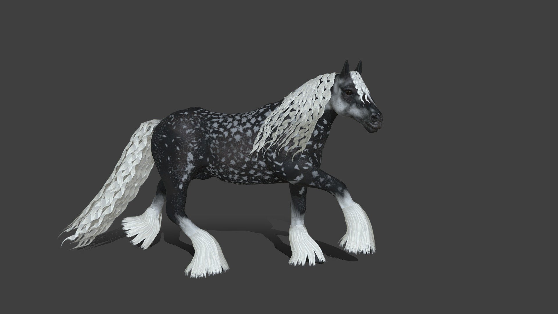 Friesian Cross Horse 3d model