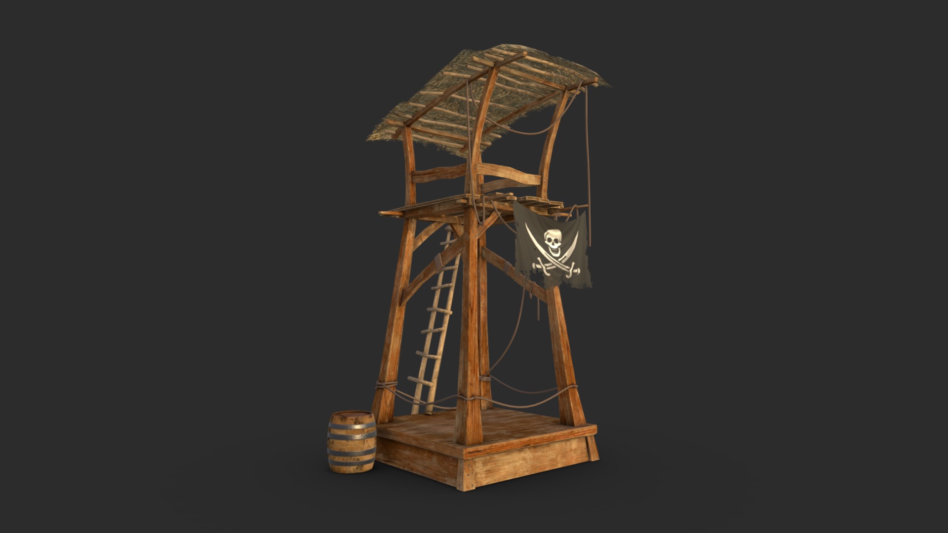 Wooden pirate watch tower 3d model