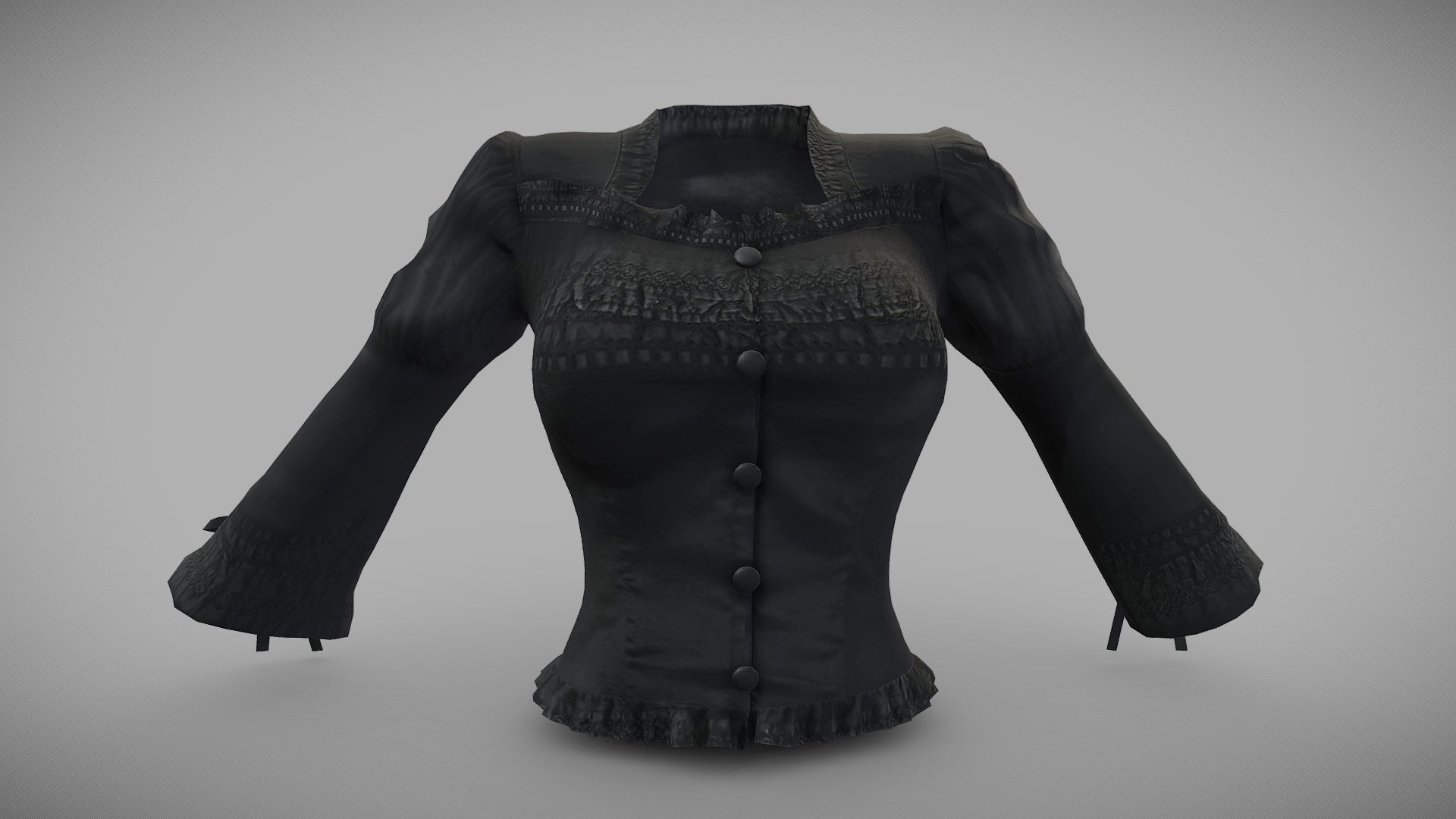 Female Black Steampunk Blouse 3d model