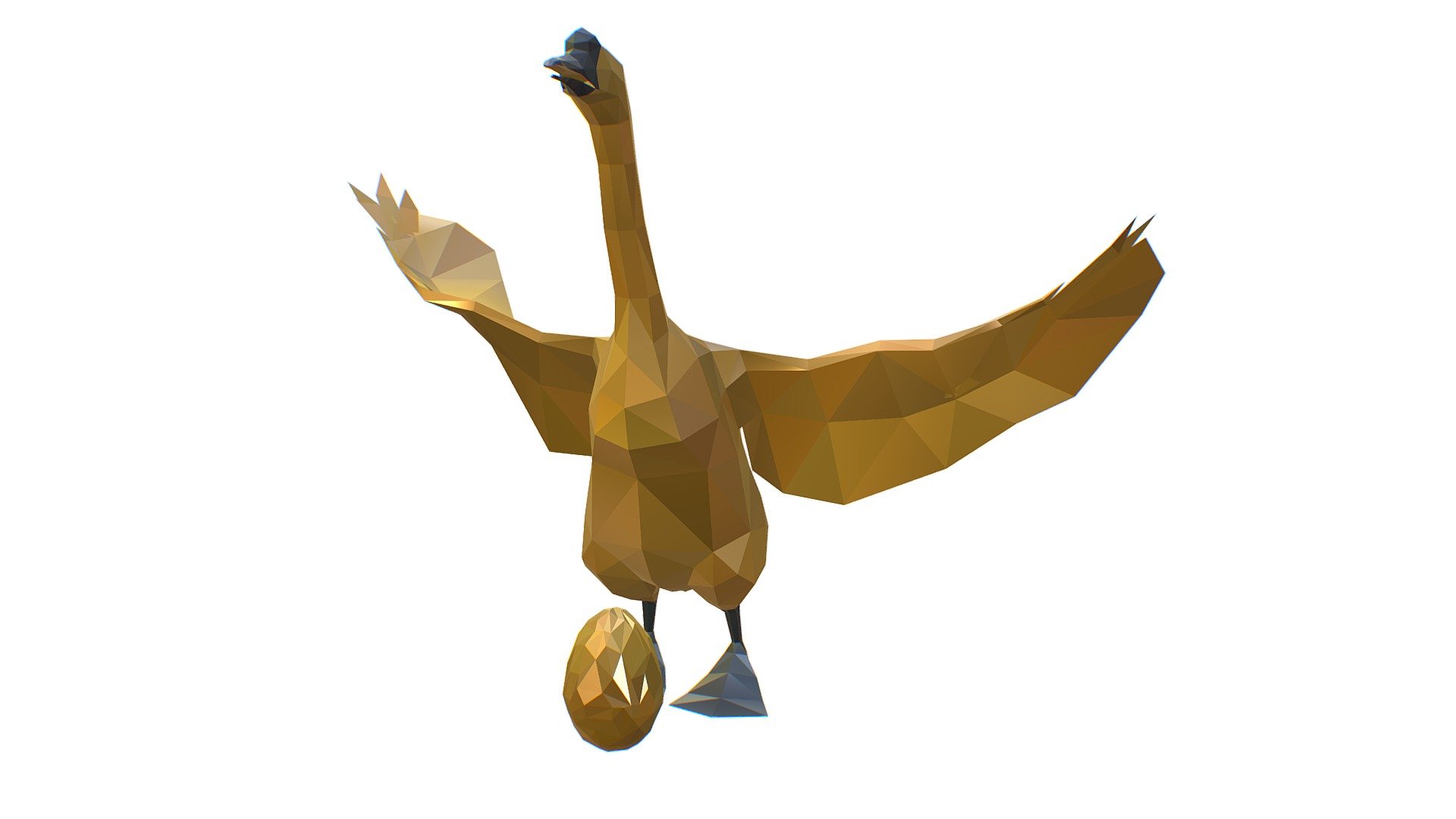 Animated Golden Goose Gold Egg Lowpoly Art Style 3d model