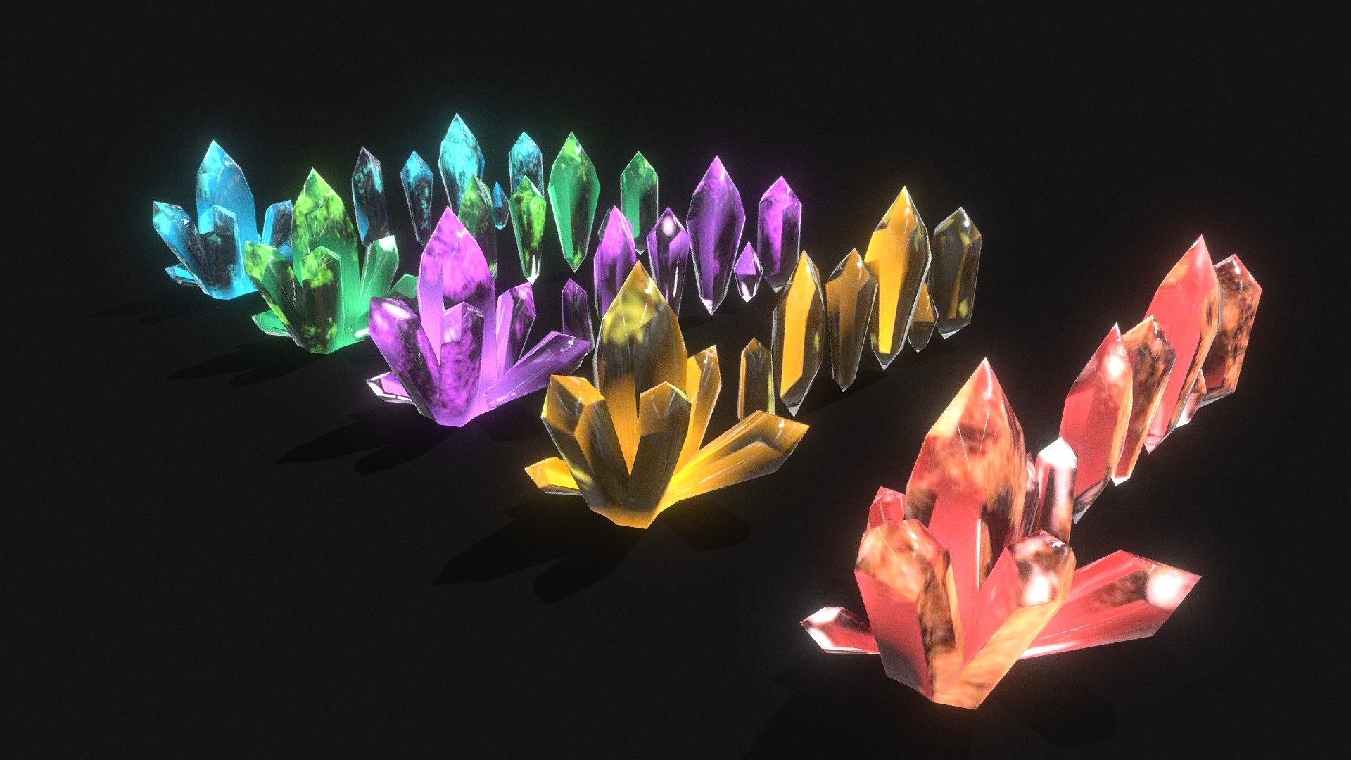 Low Poly Dirt Crystals 3d model