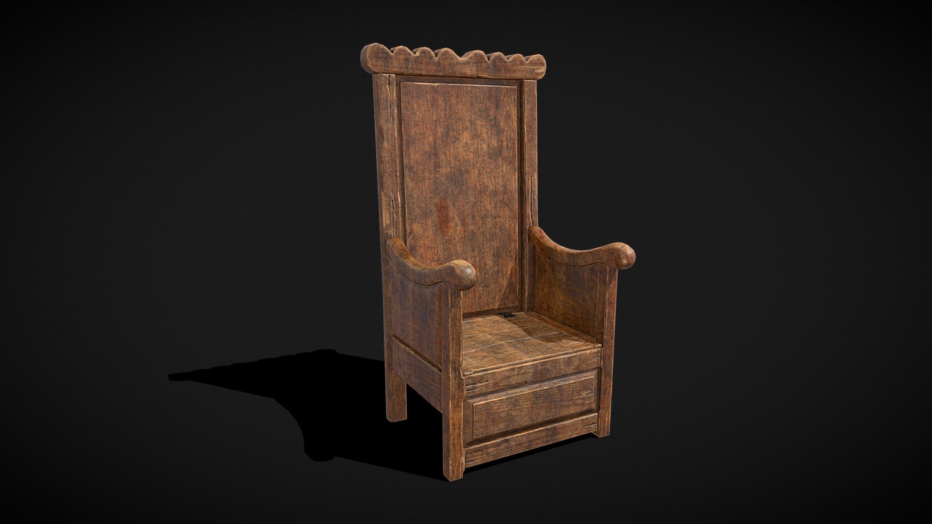 Medieval Oak Armchair 3d model