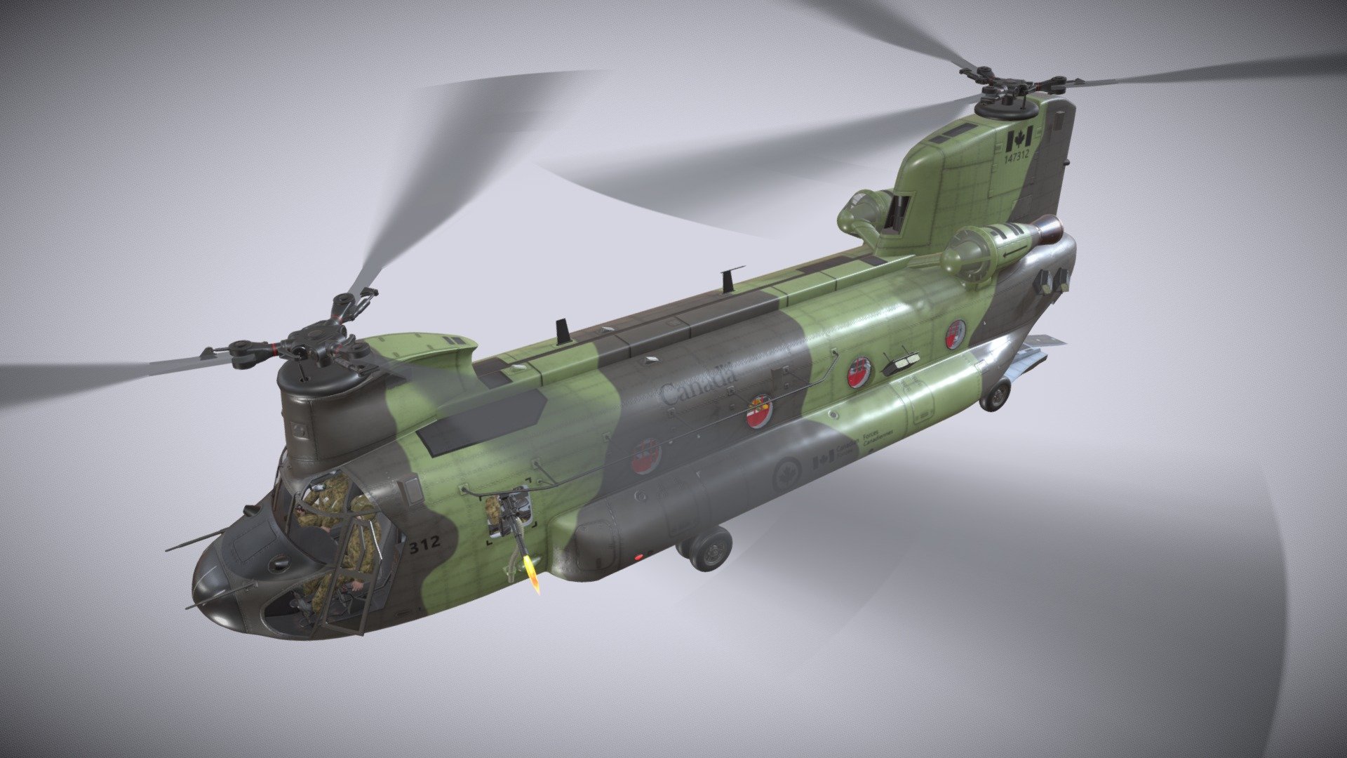 CH-47 Chinook RCAF Complex Animation 3d model