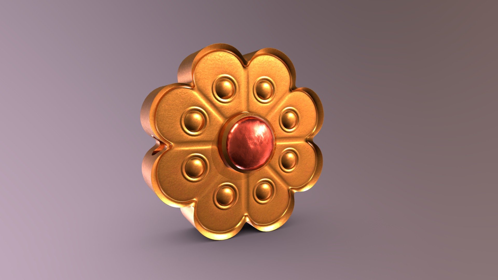 Türkmen 8-Petal Flower Bead 3d model